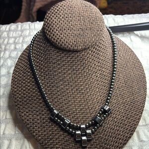 Chic Black and Silver Beaded Necklace